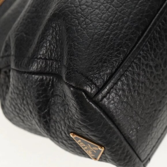 PRADA Gamaguchi Hand Bag Leather Black Gold Auth yk19666V - Picture 4 of 16